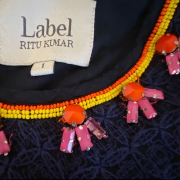 Label by Ritu Kumar Beaded Embroidered Sleeveless Fit Flare Dress Sz XS - Picture 12 of 16